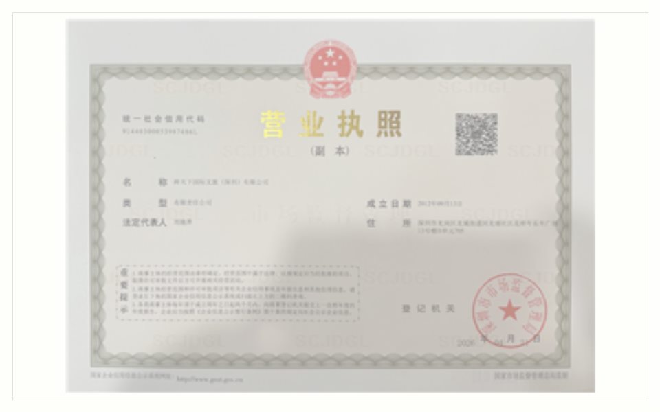 眸天下营业执照预览